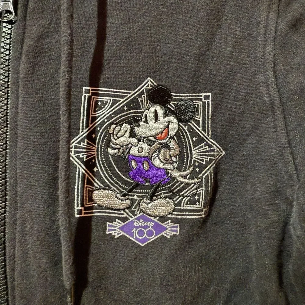 3/$15 Disney 100 Anniversary Sweater XS Extra Small Black Full Zip Hooded